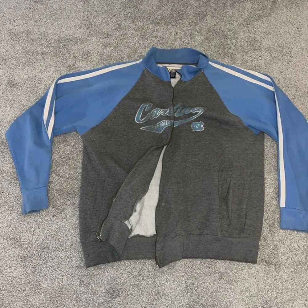Worn Broken Zipper UNC North Carolina Tarheels Track Fleece Jacket XXL 2XL